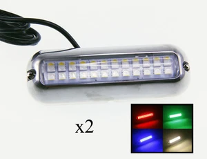 Pactrade Marine Boat Pontoon 24 RGBW S.S.316 LED Underwater Light 4 3/4"L X 2 Pc - Picture 1 of 7