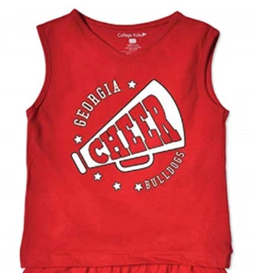 College Kids Toddler Girl Cheer Sleeveless Shirt Texas Tech, Georgia, Penn State - Picture 1 of 7