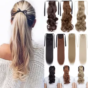 UK Drawstring Ponytail Piece Clip in on Pony Tail Hair Extensions Human Made HNG - Picture 1 of 27