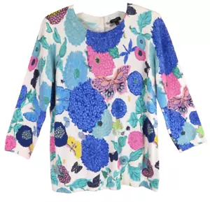 SC00286-TALBOTS Mujer Algodón Rayón Cárdigan Suéter Manga 3/4 Floral Multi LP - Imagen 1 de 10