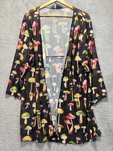 Mushroom Cardigan Womens Large Colorful Goblincore Fairy Boho Nature Whimsical - Picture 1 of 6