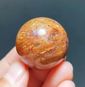 Perline tonde 27,4 mm rame rosso naturale cristallo rutilato sfera guarigione C615 - Foto 1 di 16
