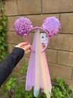Disney pink purple veil rainbow unicorn sequins fairy Minnie ears headband