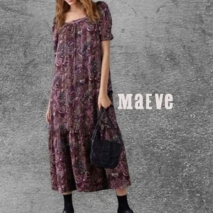 Maxi Vestido Maeve by Anthropologie Lisabetta Cuello Cuadrado en Niveles Vino XS - Imagen 1 de 15