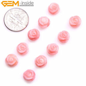 Natural Coral Rose Flower Loose Half-drilled Beads Jewelry Making Beads Dyed DIY