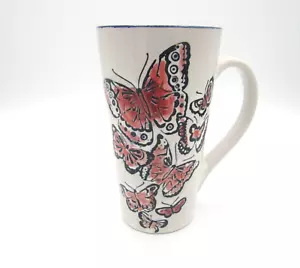 Spectrum White Pink Butterflies Pink Inside 16 oz Tall Coffee Tea Mug (289) - Picture 1 of 4