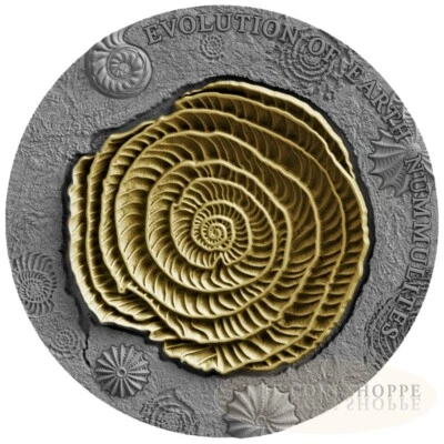 2017 Evolution of Earth Nummulites  2 oz pure silver High relief coin - Image 1 of 4