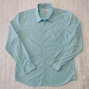 Calvin Klein - Men's Long Sleeve Shirt Blue/White Check Slim Fit Size XL - Picture 1 of 11