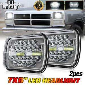 For 1981-1993 Dodge D150 D250 D350 Pickup Pair 5x7 7x6" LED Headlight Hi/Lo Beam - Picture 1 of 12