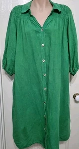 Lieen La Strada Made In Italy 80% Linen 20% Cotton Button Up Shirt Dress Size M - Picture 1 of 16