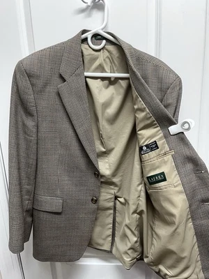 Lauren Ralph Lauren Blazer Mens 42S  Brown Houndstooth Sport Coat Wool 2 Button - Image 1 of 4