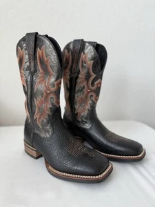 ARIAT Tombstone Men’s Black Cowboy Boot Western Leather Square Toe 7.5M Rodeo - Picture 1 of 9