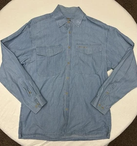 Camisa Simms XL para hombre azul claro denim manga larga con botones pesca al aire libre - Imagen 1 de 10