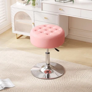 Furniliving Mid-Century Velvet Tufted Makeup Ottoman Stool, 360°Swivel Adjust... - Picture 1 of 8