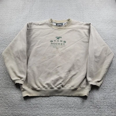 Винтажная мужская толстовка Dallas Stars XL желтовато-коричневая хоккей НХЛ с круглым вырезом в центре льда 90-е - Изображение 1 из 4