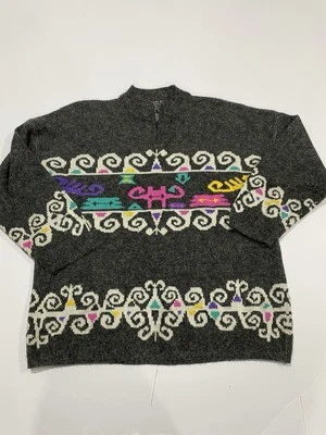 Vintage KITTY HAWK Sweater Medium Geometric Pattern Multicolor 80’s Colorful - Image 1 of 4
