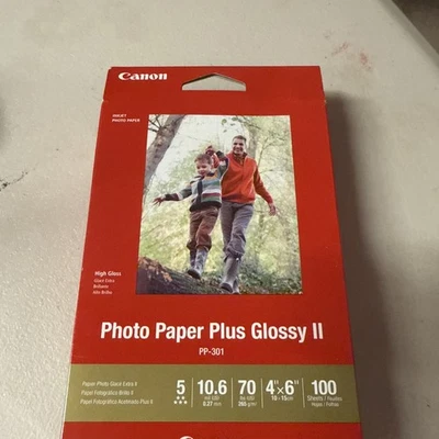 Canon Photo Paper Plus Glossy II PP-301 4x6" 100 Sheets High Gloss USA Made - Image 1 of 4