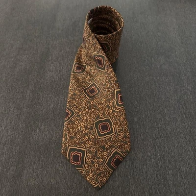 Corbata Giorgio Armani Corbata Marrón Borgoña Seda Abstracto Patrón Floral Italia Foto 1 de 4