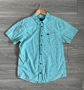 RVCA Men's Sea & Destroy Button Up Turquoise Size: Large Slim - Picture 1 of 3