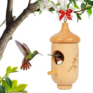 Hummingbird House, Wooden Hummingbird Houses for Outside Hanging, Nest Swingi... - Picture 1 of 7