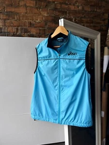 Asics Men’s Vintage Blue Full Zip Lite-Show Running Vest - W29 L34 (XS/S) - Picture 1 of 10