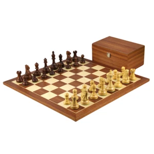 Mahogany Chess Set 21 Inch With Mahogany Chess Board and Weighted Sheesham Staun - Picture 1 of 10