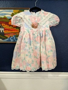 VTG Dorissa International Nicole Floral Lace Collared Child Dress Sz 3 T - Picture 1 of 8