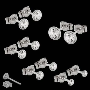 333 weiß Gold PAAR Ohrstecker Kelch Weißgold Zirkonia Ohrringen HERREN DAMEN TOP - Picture 1 of 6