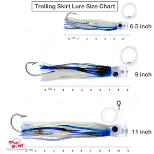 6.5" 9" 11" Fishing cup Trolling Marlin rigged Lure Resin Jet Head big game lot - Picture 1 of 7