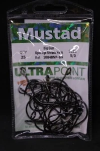 25 ganchos de lavado de ojo abierto Mustad 10848NPBN-50 tamaño 5/0 pistola grande 1X fino - Imagen 1 de 2