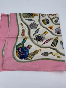 Hermes Carre 90 Silk Scarf Perfume Bottle Pink Vintage HERMÈS Square - Picture 1 of 7