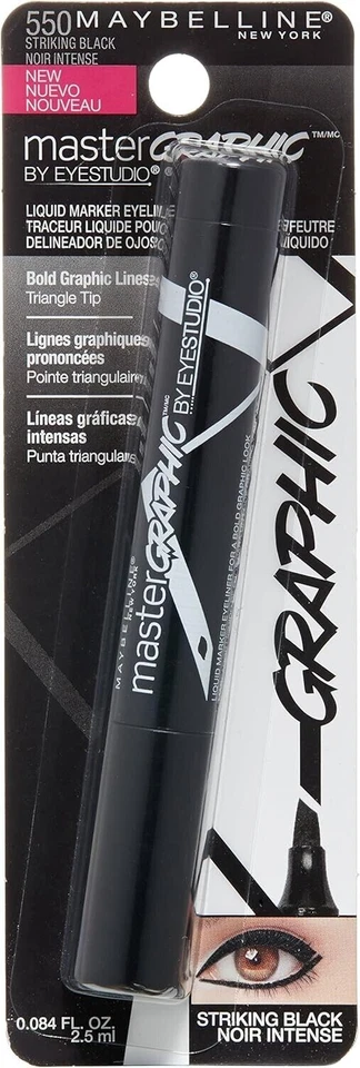 NEW MAYBELLINE Eye Studio Master Graphic Liquid Eyeliner 550 Striking Black - Image 1 of 1