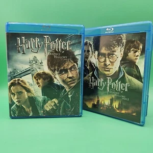 Harry Potter And The Deathly Hollows Part 1 & 2 SET Lot Blu Ray Movie With Case - Picture 1 of 2
