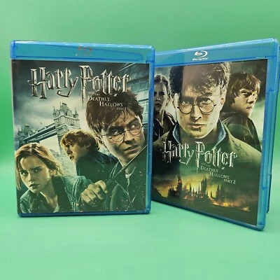 Harry Potter And The Deathly Hollows Part 1 & 2 SET Lot Blu Ray Movie With Case - Image 1 of 2