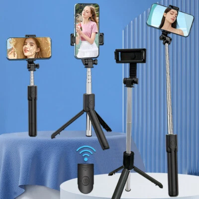 Soporte de teléfono trípode portátil remoto para selfies para iPhone Samsung Foto 1 de 4