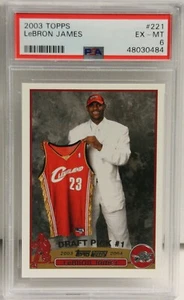 2003-04 TOPPS #221 LEBRON JAMES PSA 6 EX-MT CAVALIERS LAKERS RC ROOKIE CARD - Picture 1 of 2