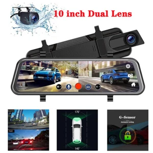 10" HD GPS Dual Lens Car Dash Cam Mirror Camera Rear View WIFI DVR Recorder Kit - Picture 1 of 17