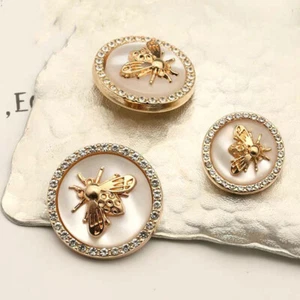 6pcs Bee Metal Flower Buttons for Women Dress Coat Suit Cardigan Sewing Button - Picture 1 of 21