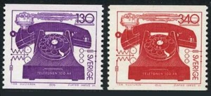 Sweden 1157-1158, MNH. Michel 939-940. Telephone-100, 1976. Alexander G. Bell. - Picture 1 of 1