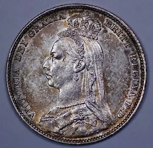 1891 Great Britain Victoria Jubilee Head Shilling - Picture 1 of 3