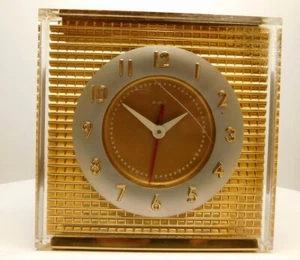 VINTAGE WORKING 5" API ALLIED PRECISION ART DECO LUCITE ELECTRIC ALARM CLOCK - Picture 1 of 9