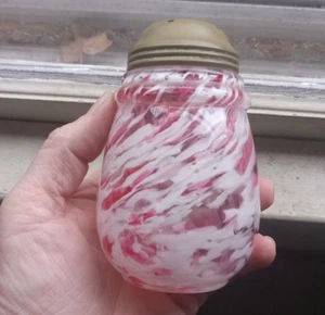 1890s NORTHWOOD PINK & WHITE OPALESCENT SPATTER GLASS SUGAR SHAKER WITH LID - Picture 1 of 7