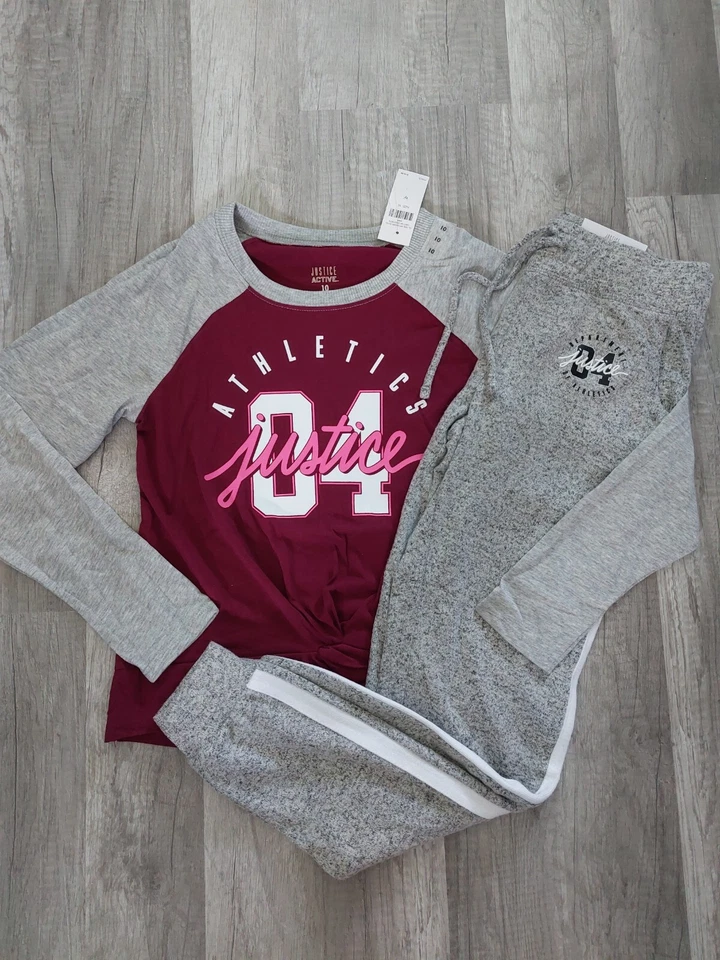 Nuevo con etiquetas Conjunto Justice Girls Logo Raglán Top/Suaves Joggers Talla 10 (2) Foto 1 de 1