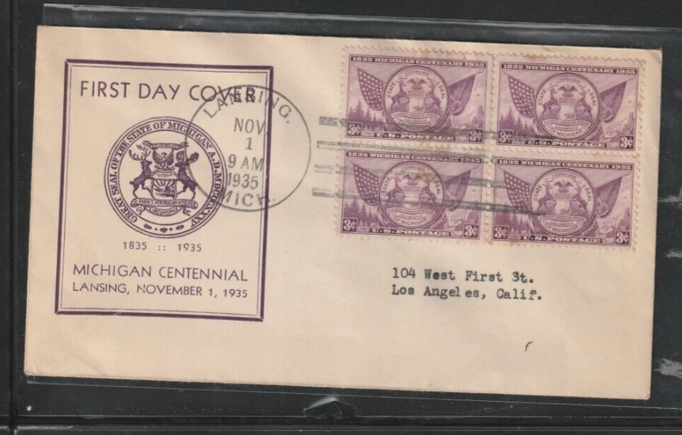 1935 Michigan Centennial U.S. First Day Cover FDC   Scott # 775  @ - Image 1 of 1