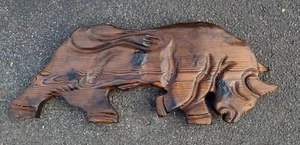 Vintage MCM WITCO Wood BULL Hanging Wall Art MCM Tiki Polynesian - Picture 1 of 4
