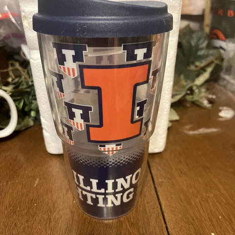 UNIVERSITY OF ILLINOIS 16 Oz Fighting Illini Tervis Tumbler with Blue Lid Cover