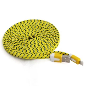 10FT Fabric Braided flat Data Sync Power Charger Cable FOR iPhone 7 6 plus 5s 5c - Picture 1 of 22