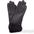 Ladies / Womens Super Soft Stylish Leather Winter Glove / Gloves Faux Fur Trim