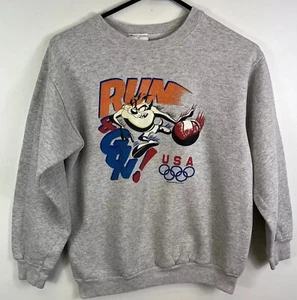 Vtg Tazmanian Devil Taz Basketball Olympics Youth XL Sweatshirt 90s Looney Tunes - Picture 1 of 13