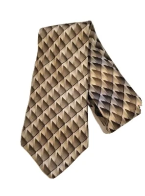 Corbata Para Hombre 100% Seda Gianfranco Ruffini Italiana Marrón Tostado Geoméntrica Clásica 58"  Foto 1 de 4